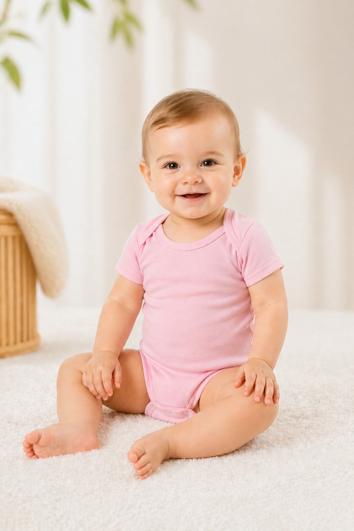 Unisex Bebek Kısa Kollu Alttan Çıtçıtlı Body %100Pamuk Basic Düz Renk Zıbın 0-12 Ay 1-4 Yaş