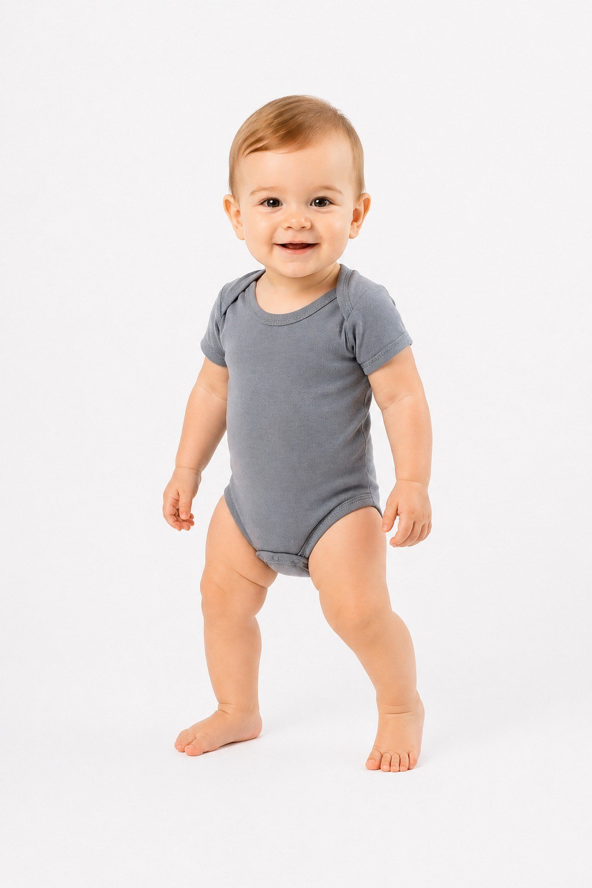 Unisex Bebek Kısa Kollu Alttan Çıtçıtlı Body %100Pamuk Basic Düz Renk Zıbın 0-12 Ay 1-4 Yaş