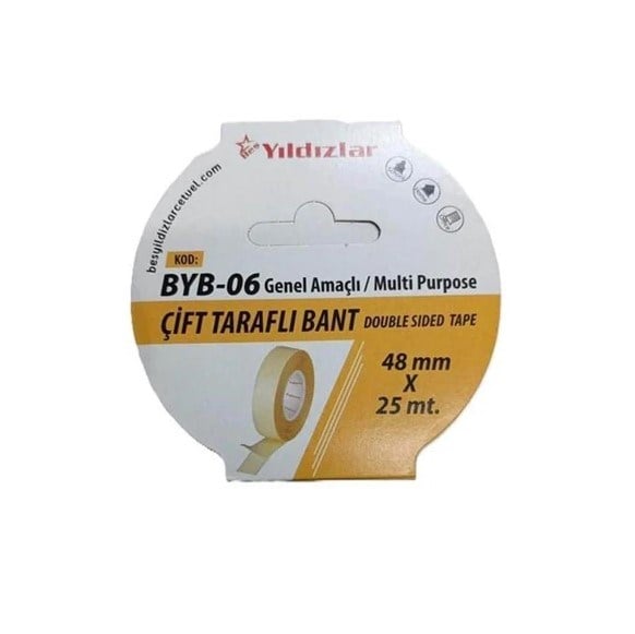  Beş Yıldızlar Çift Taraflı Bant 48mmx25mt Byb-06