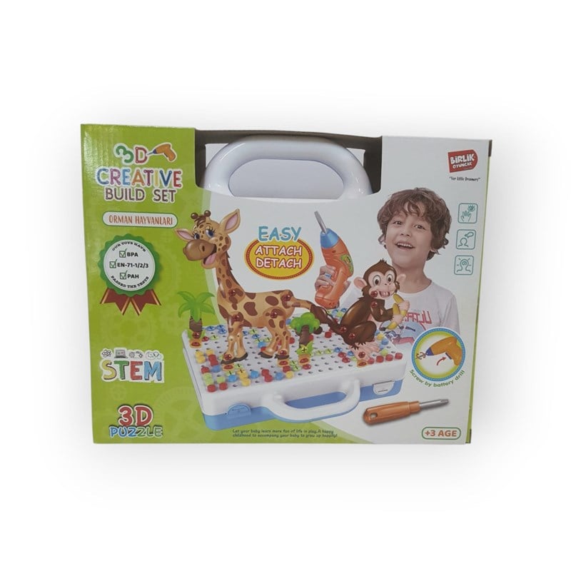 3D CREATİVE BUİLD SET ORMAN HAYVANLARI 3D PUZZLE STEM OYUN SETİ 