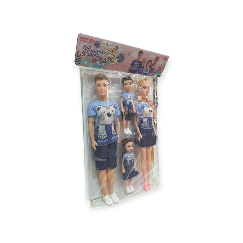4'lü Aile Bebek Seti - Anne, Baba ve 2 Çocuk Bebek 