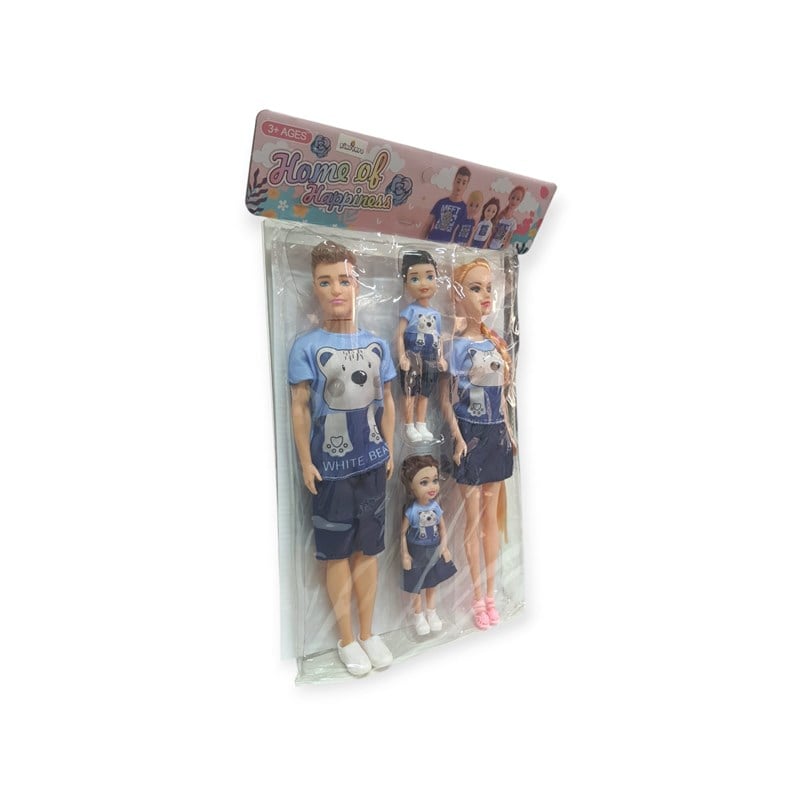 4'lü Aile Bebek Seti - Anne, Baba ve 2 Çocuk Bebek 