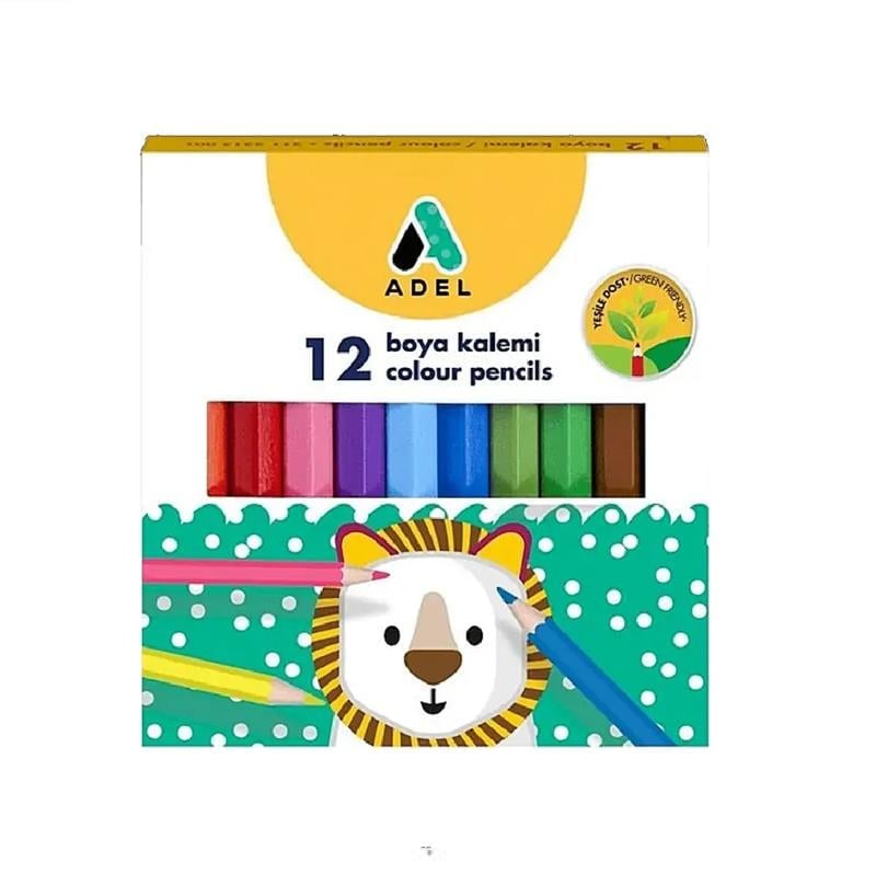 Adel 12 Renk Yarım Boy Kuru Boya 12’li Kutu