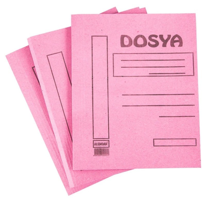 Alemdar Karton Dosya Tam Kapak Pembe 50'li Paket