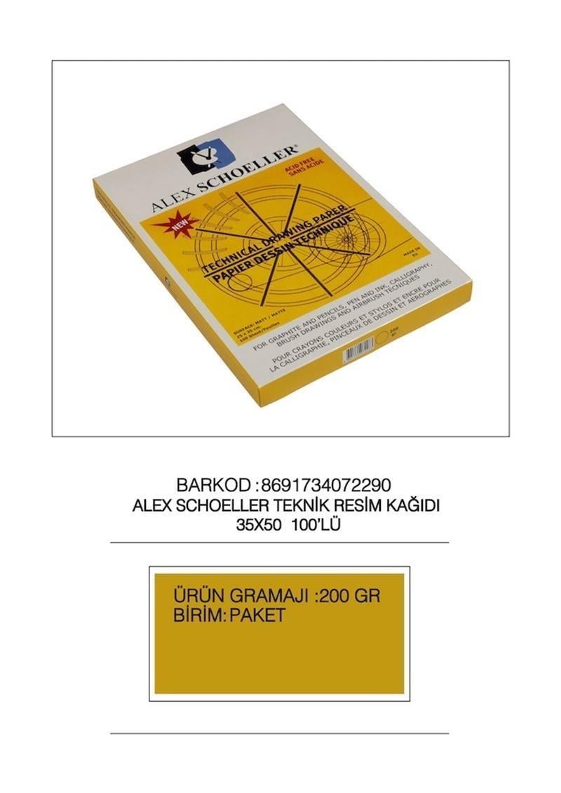 Alex Shoeller Teknik Resim Kağıdı 35x50 200gr 100'lü Paket