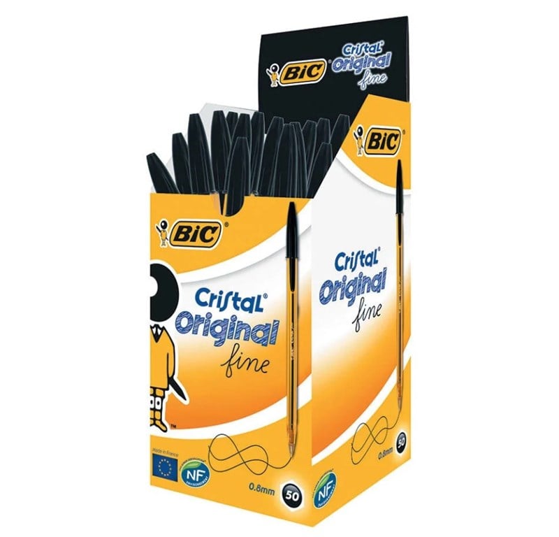 Bic Cristal Fine Tükenmez Kalem 0.8 mm Siyah 50'li Paket