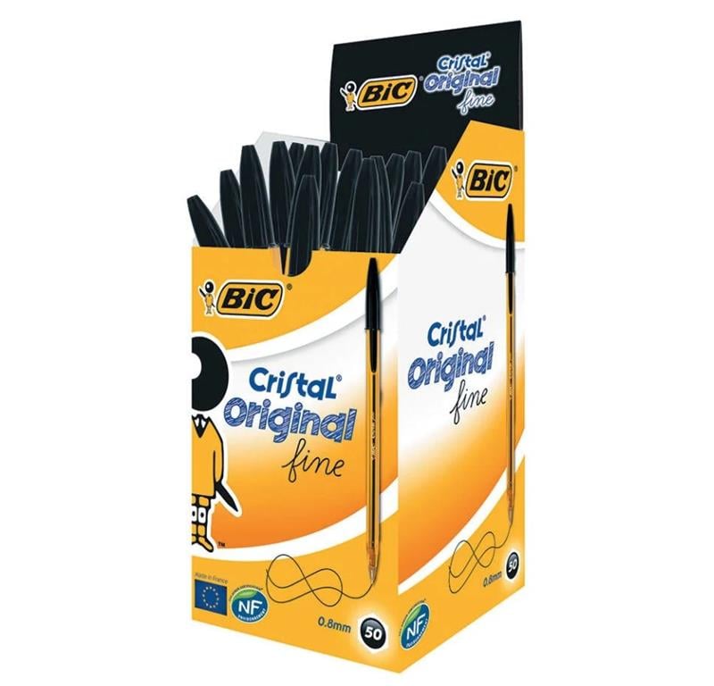 Bic Cristal Fine Tükenmez Kalem 0.8 mm Siyah 50'li Paket