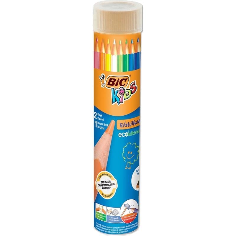 Bic Evoltion 12+1 Renk Metal Tüp Kuru Boya