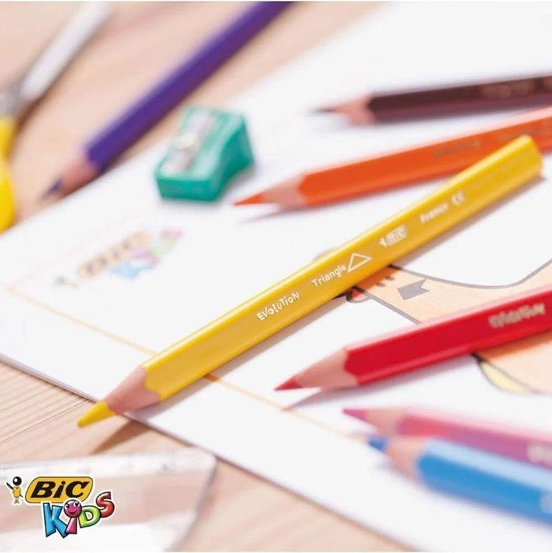 Bic Evolutıon Üçgen Jumbo Boya Kalemi 12 Renk Set