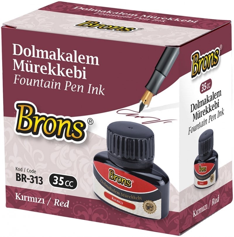 Brons Kırmızı Dolma Kalem Mürekkebi BR-313