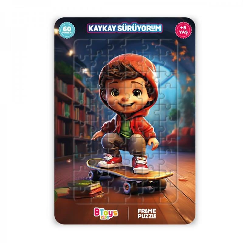 BTOYS KIDS 60 PARÇA PUZZLE KAYKAY SÜRÜYORUM