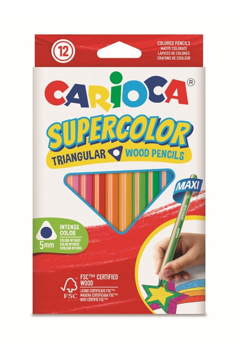 Carioca Supercolor Maxı Üçgen Kuru Boya Kalemi 12 Renk