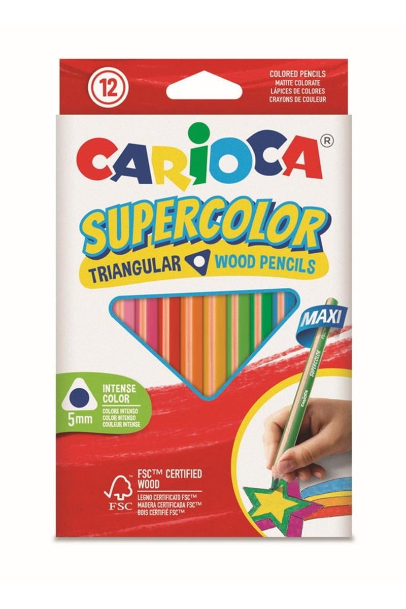 Carioca Supercolor Maxı Üçgen Kuru Boya Kalemi 12 Renk