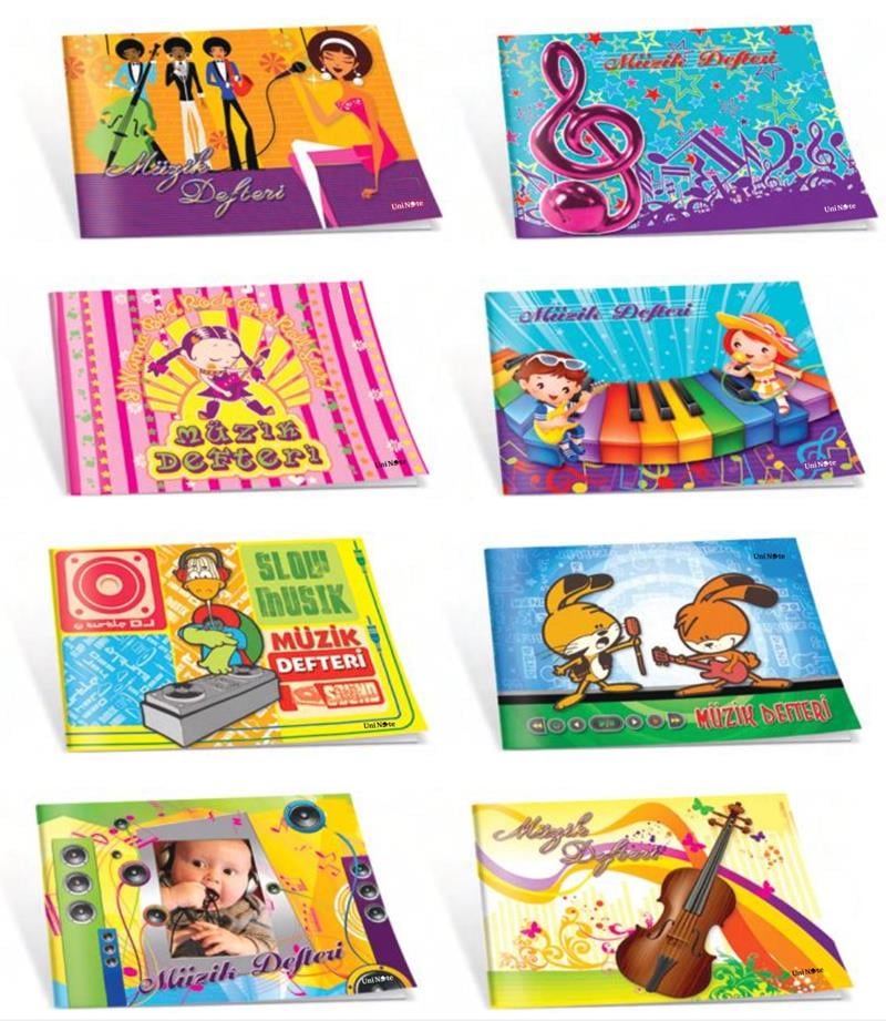 Çınar Karton Kapak Küçük 30 Yaprak Müzik Defteri 12'li Paket