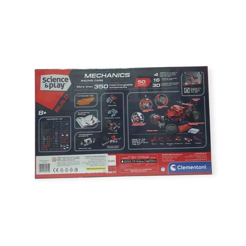 Clementoni Mechanics Racing Cars 50 Modelli STEM Yarış Arabası Yapım Seti 