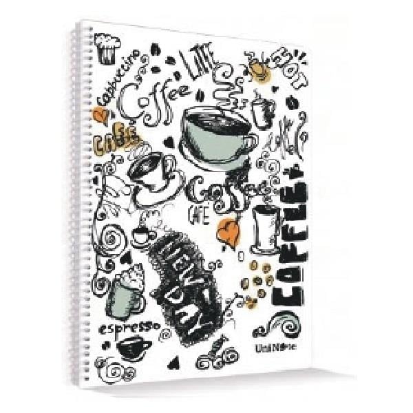 Coffee Plastik Kapak 96 Yaprak Çizgili Spiralli A4 Defter