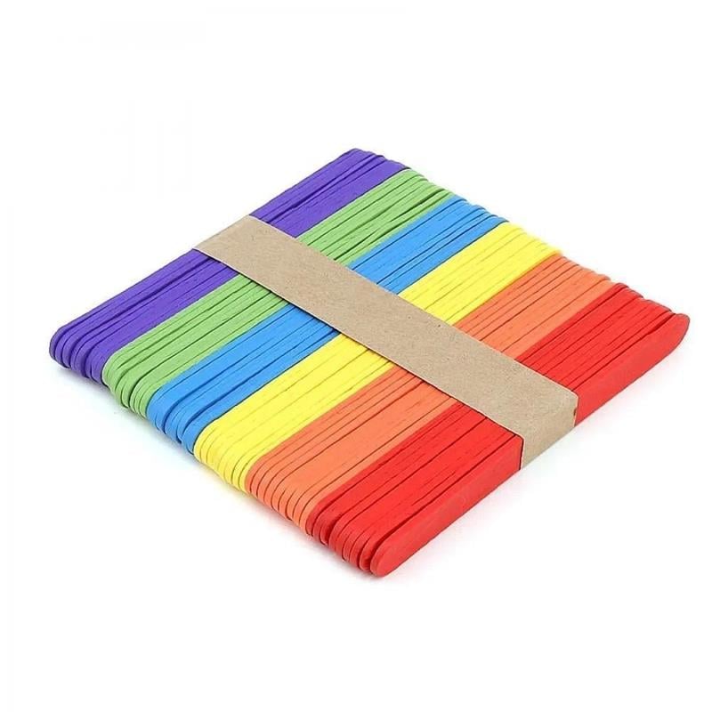 Colorbank Dil Çubuğu Ahşap Büyük Renkli 50'li Poşet