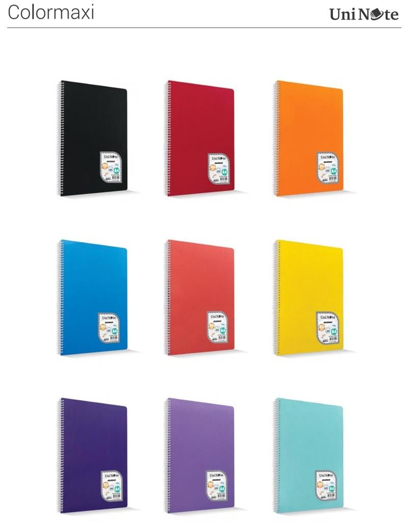 Colormaxi PP Kapaklı A4 Spiralli 40 Yaprak Kareli Defter 12'li Paket