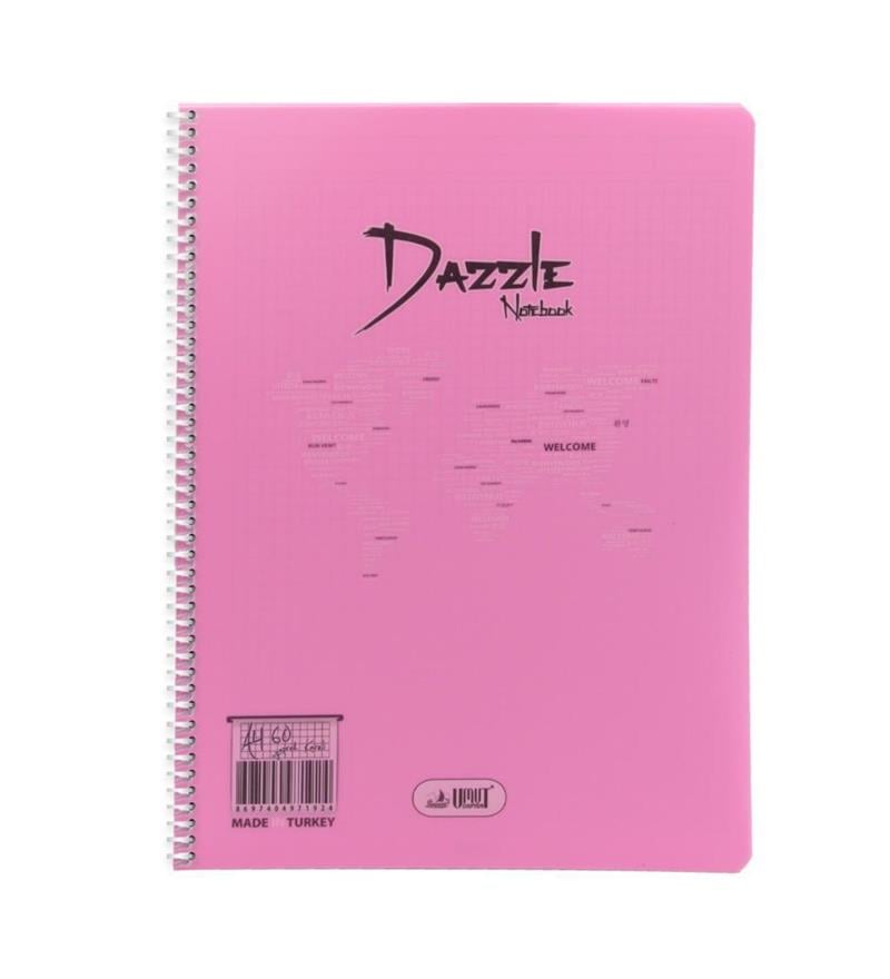 Dazzle Plastik Kapak Spiralli A4 60 Yaprak Kareli Defter 