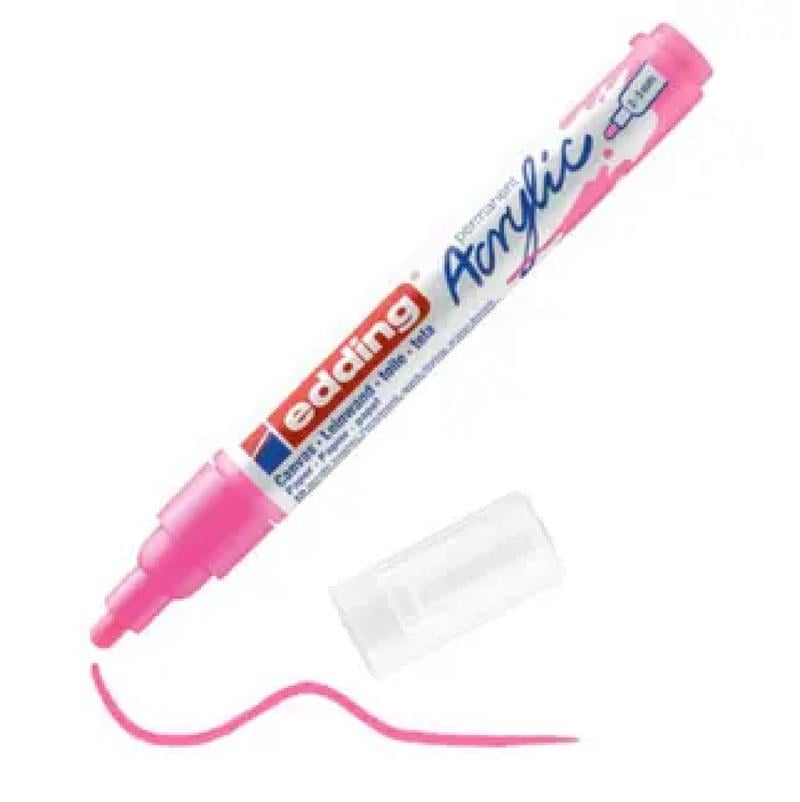 Edding Akrilik Kalem ED5100 Orta Uçlu Fosforlu Pembe 23 mm Yuvarlak Uç