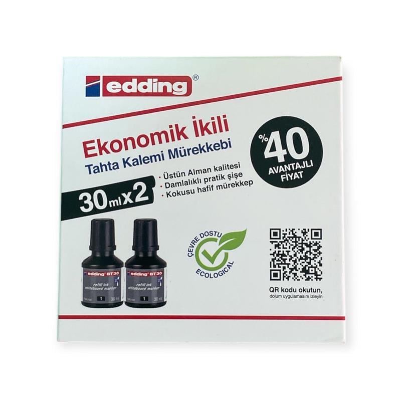 Edding Tahta Kalemi Mürekkebi 30ml 2'li Siyah Bt30