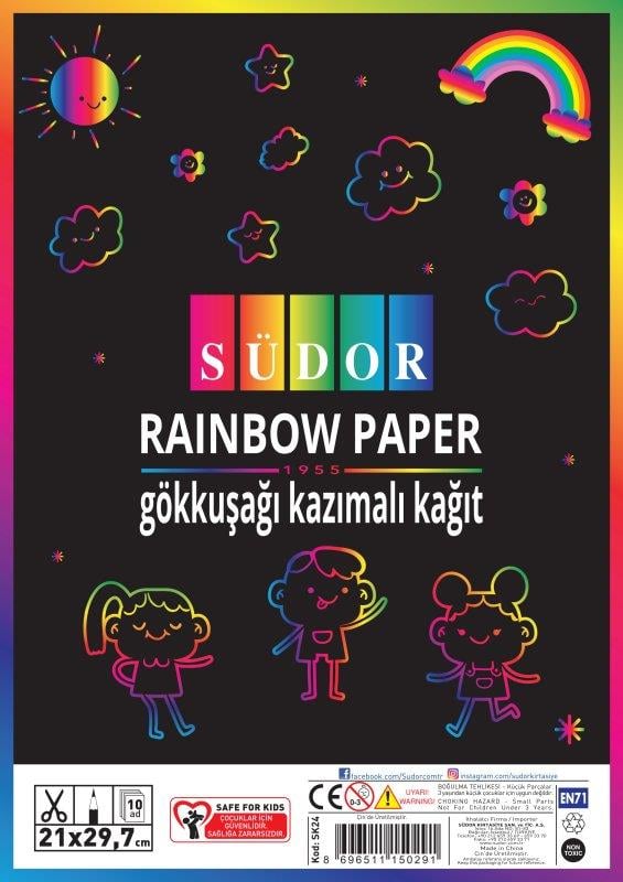 Elişi Kağıdı- Gökkuşağı Kazımalı A4 [sk24]