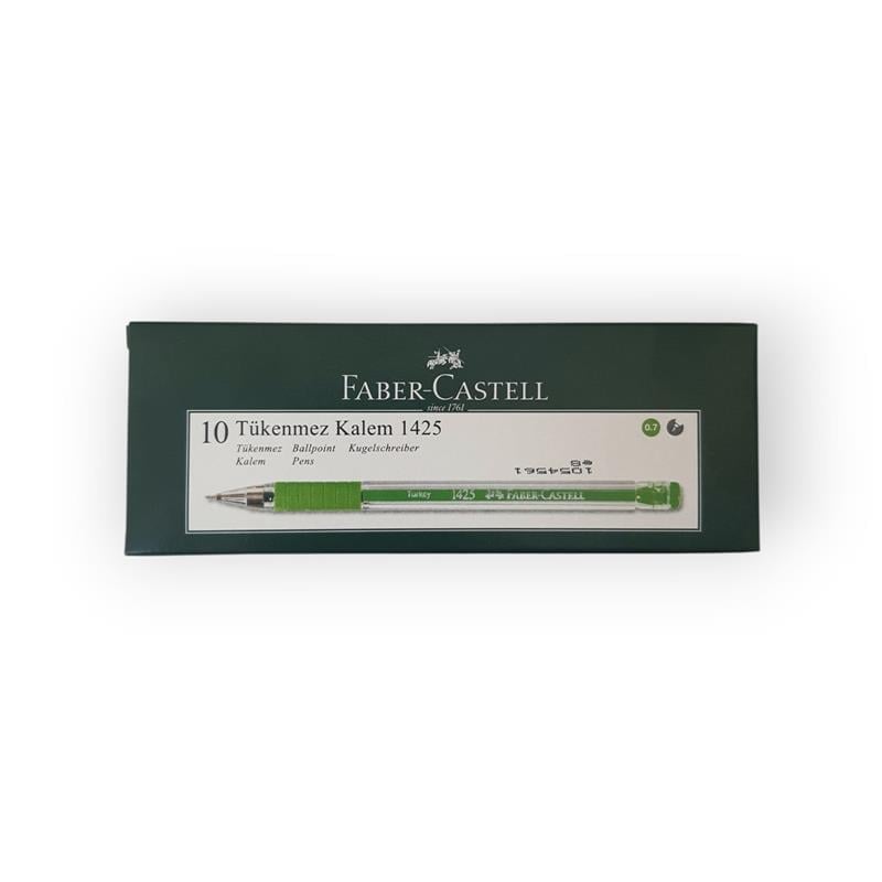 Faber Castell 1425 İğne Uçlu Açık Yeşil Tükenmez Kalem 10'lu Paket