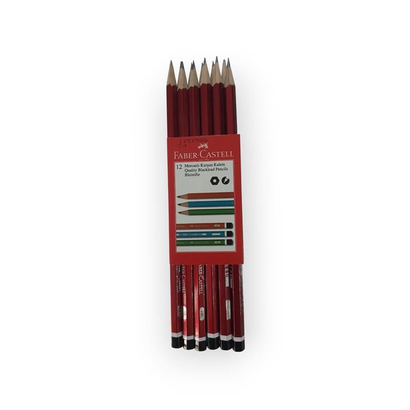 Faber Castell Köşeli Mercanlı Kurşun Kalem 12'li Paket
