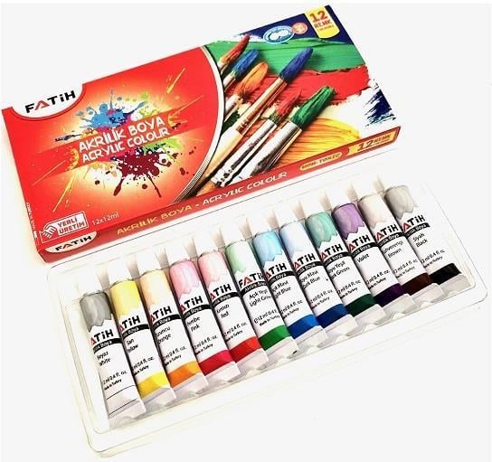Fatih Akrilik Boya 12 ml Karışık 12 Renk