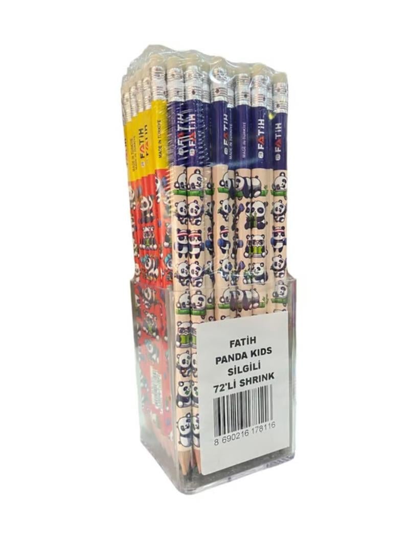 Fatih Kurşun Kalem Panda Kids Silgili - 72'li Paket 