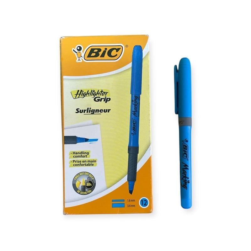 Fosforlu Kalem- Marking Highlighter Grip Mavi 12'li Kutu