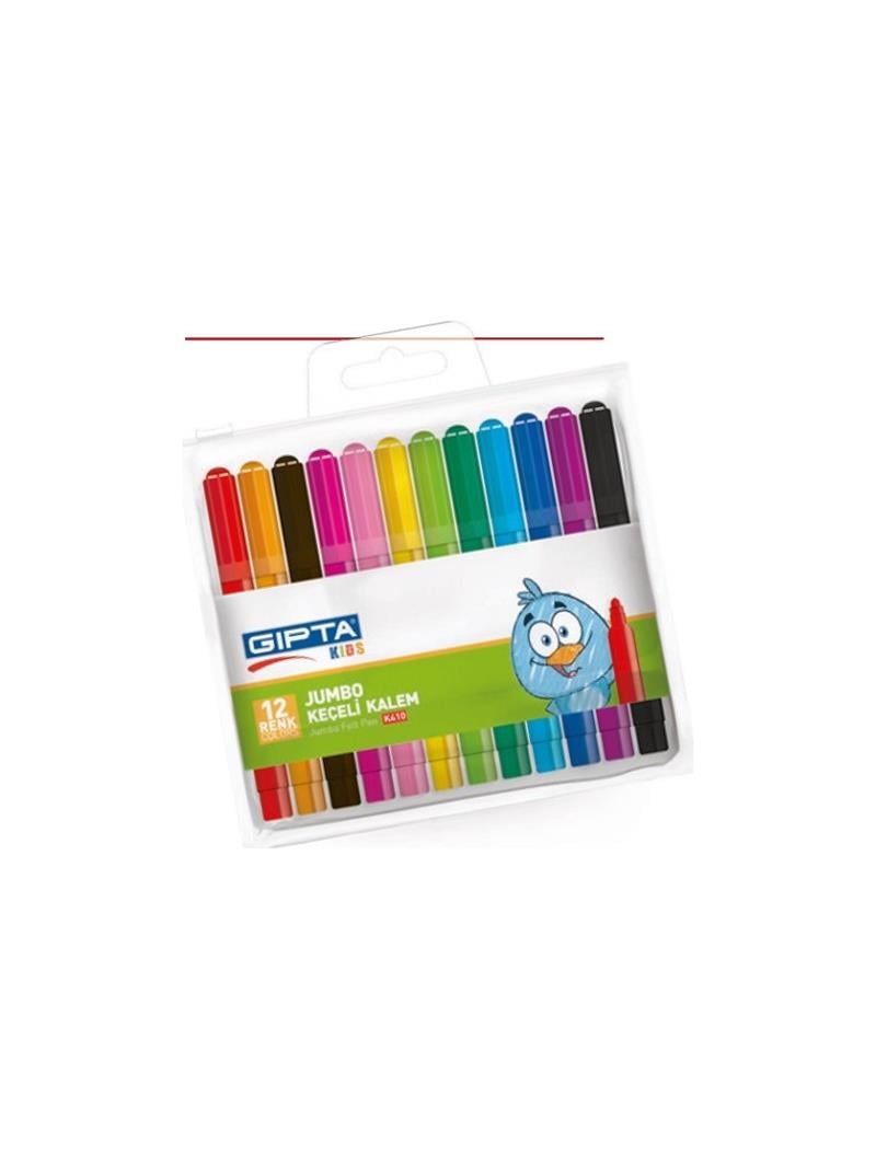 Gıpta Keçeli Kalem Jumbo Karton Kutu 12 Renk K410