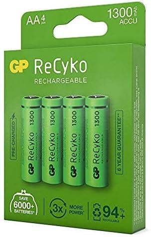 Gp Batteries Recyko+ 1300 Aa Kalem Ni-Mh Şarjlı Pil, 1.2 Volt, 4'Lü Kartela