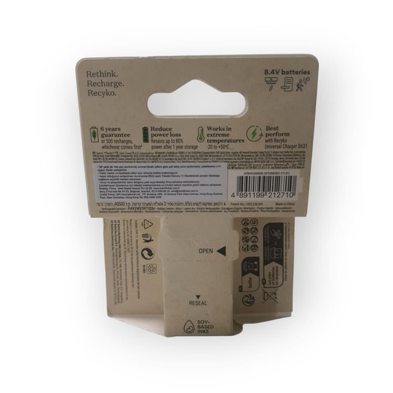 Gp Batteries Recyko+ 200 9V Boy Ni-Mh Şarjlı Pil, 8.4 Volt