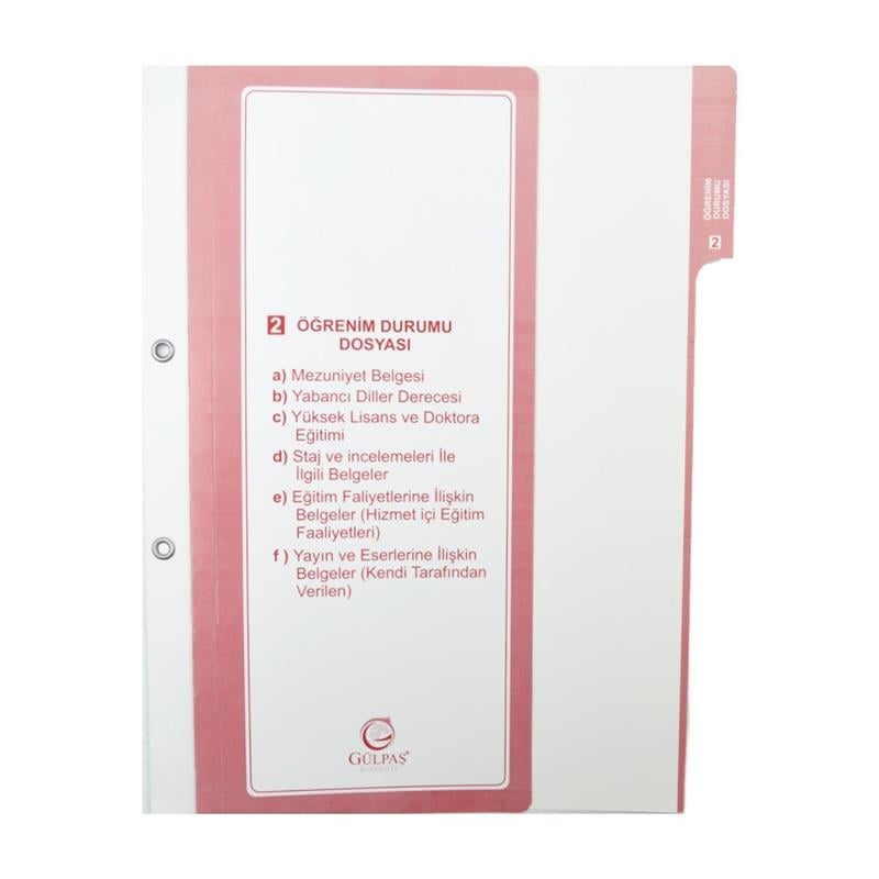 Gülpaş Öğretmen Özlük Dosyası İçi 8 Dosya Kod:699