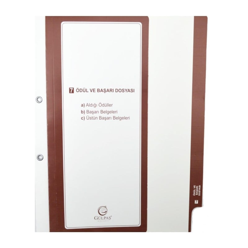 Gülpaş Öğretmen Özlük Dosyası İçi 8 Dosya Kod:699