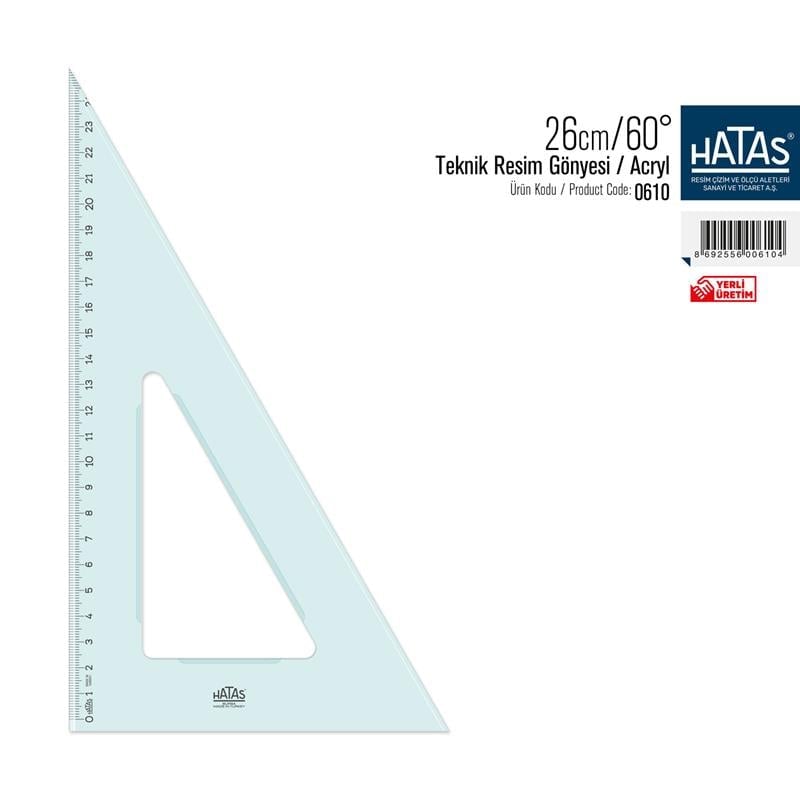 Hatas 26 cm / 60° Teknik Resim Gönyesi / Acryl
