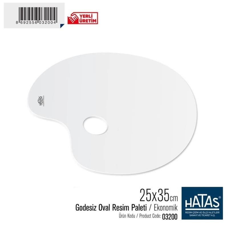 Hatas Godesiz Oval Resim Paleti 25x35cm Ekonomik 12'li Paket