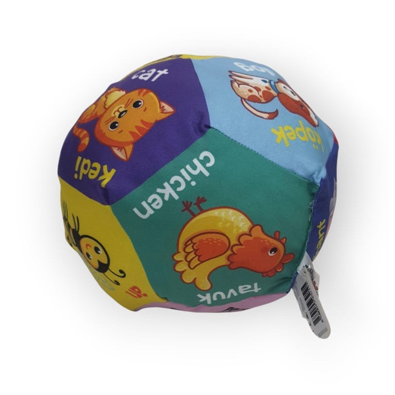 HAYVAN FİGÜRLÜ BÜYÜK ÇINGIRAKLI BEZ TOP 20 CM