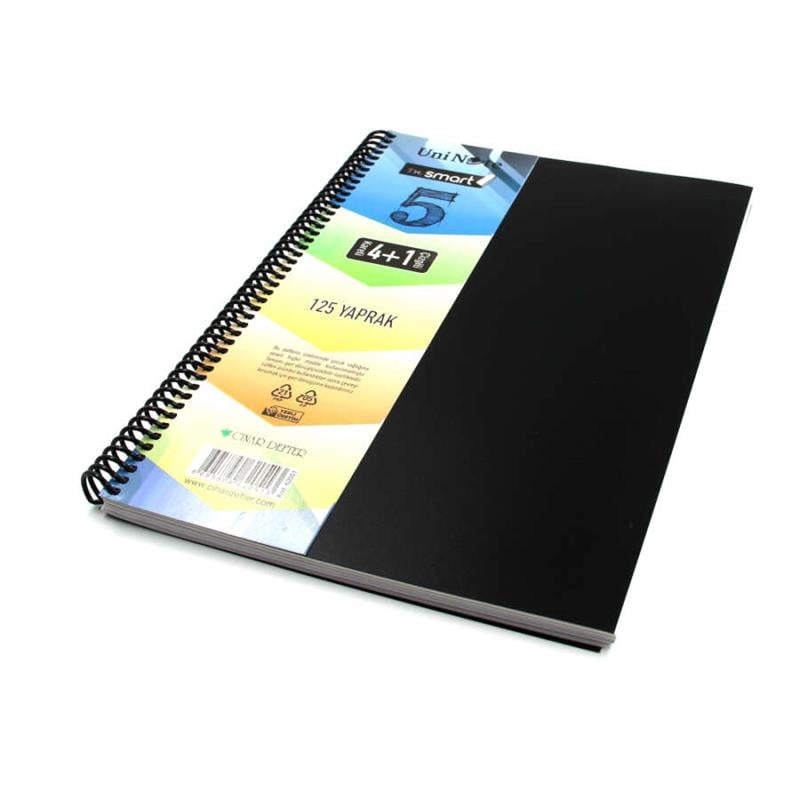 I'am Smart Plastik Kapak 125 Yaprak 4+1 Bölmeli Spiralli A4 Defter