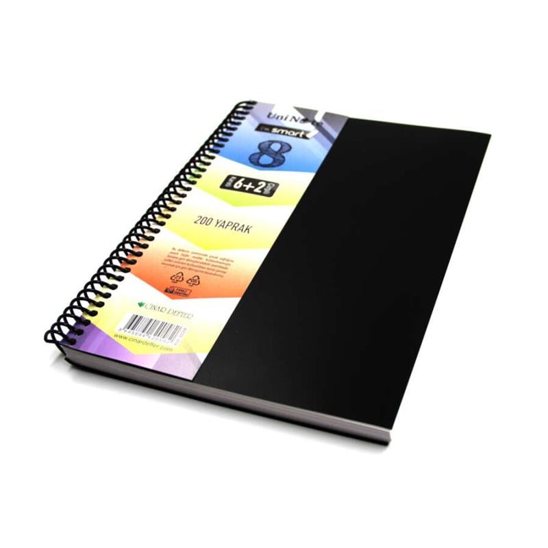 I'am Smart Plastik Kapak 200 Yaprak 6+2 Bölmeli Spiralli A4 Defter