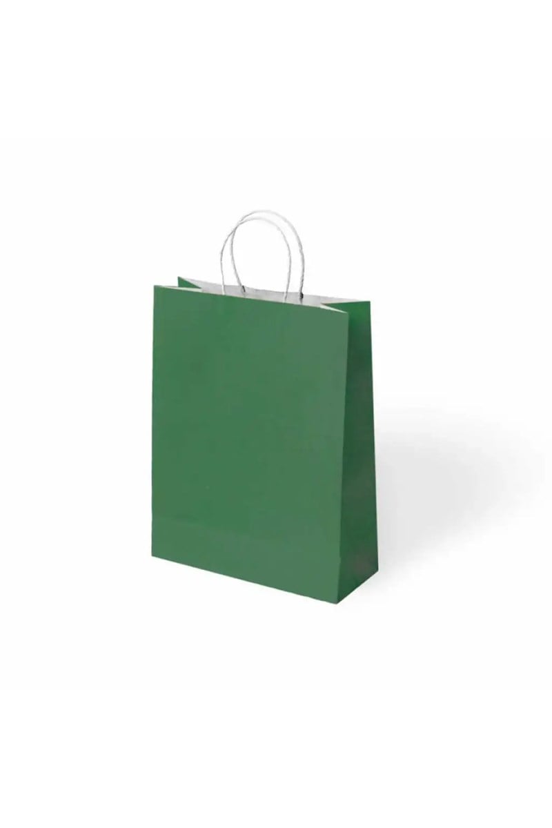 Kağıt Torba- 18x8x24 Büküm Saplı -Yeşil 24'lü Paket