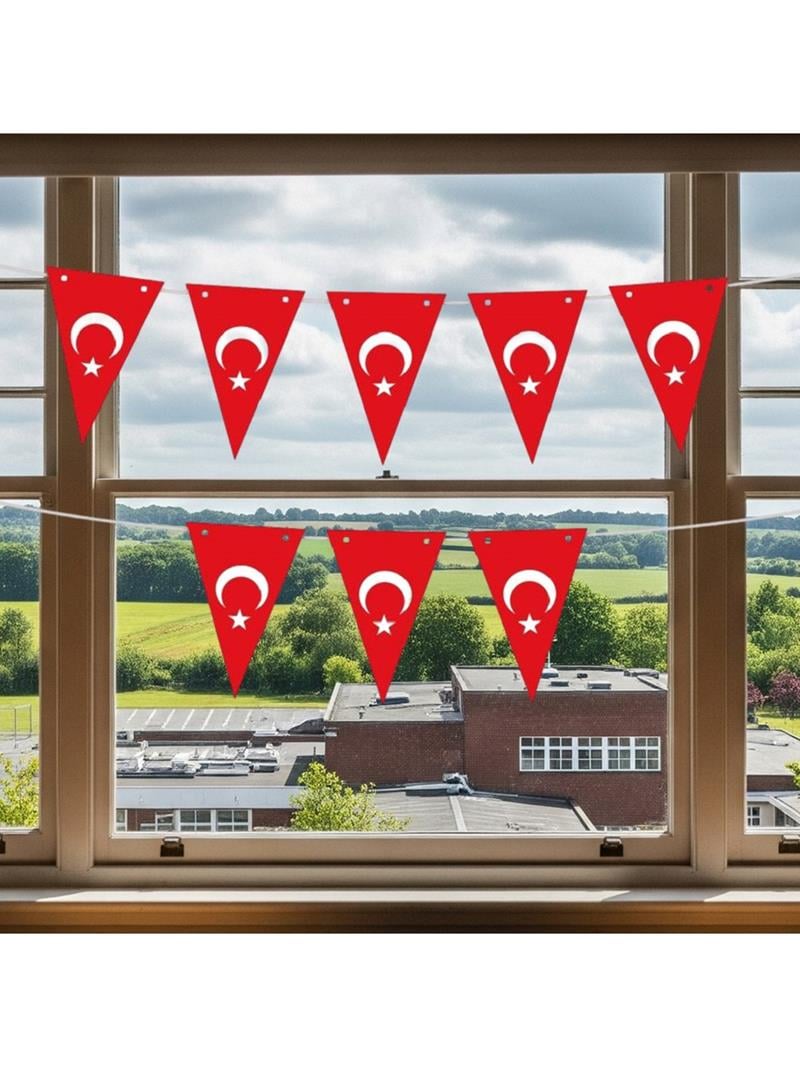 Kika Joy Üçgen Flama Süsleme Bayrak Seti Ay Yılıdız 240 cm