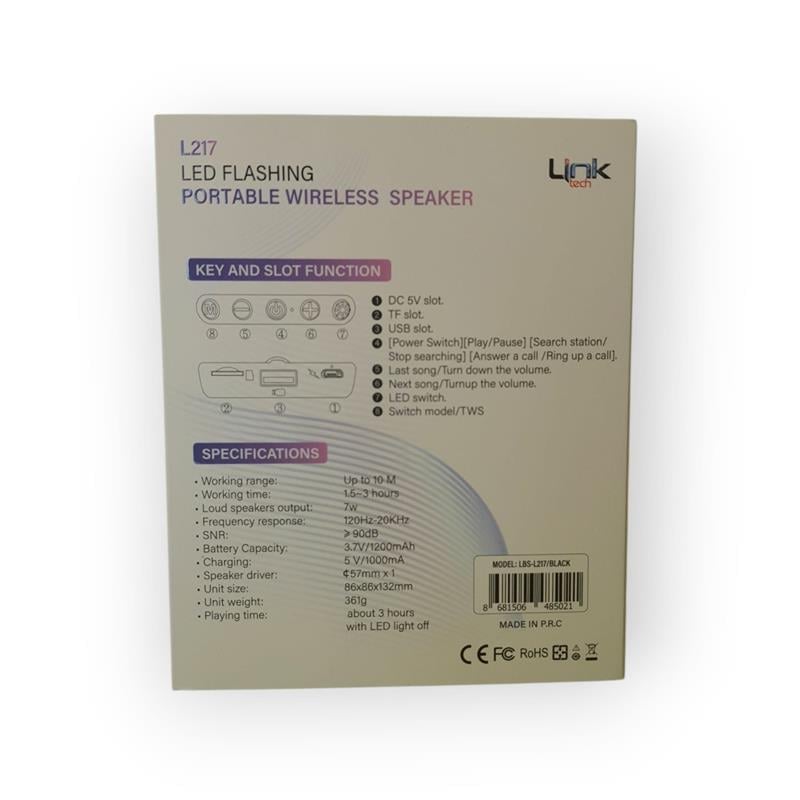 Linktech L217 Taşınabilir RGB Işıklı Bluetooth Hoparlör