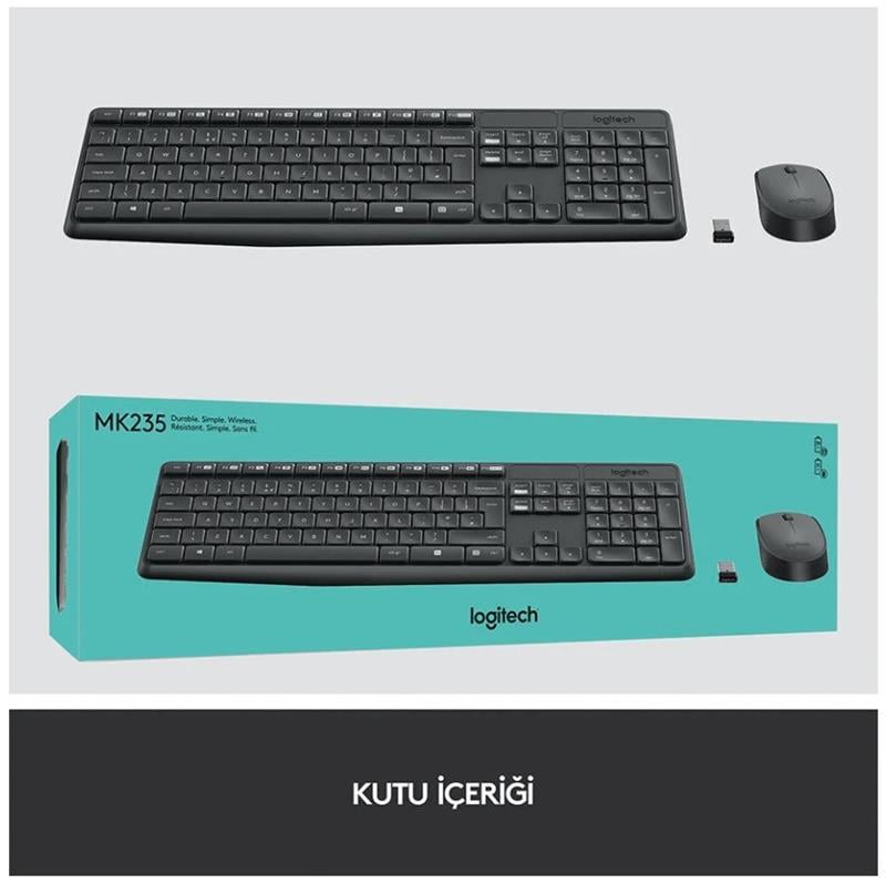 Logitech Klavye MK235 Kablosuz Mouse Set