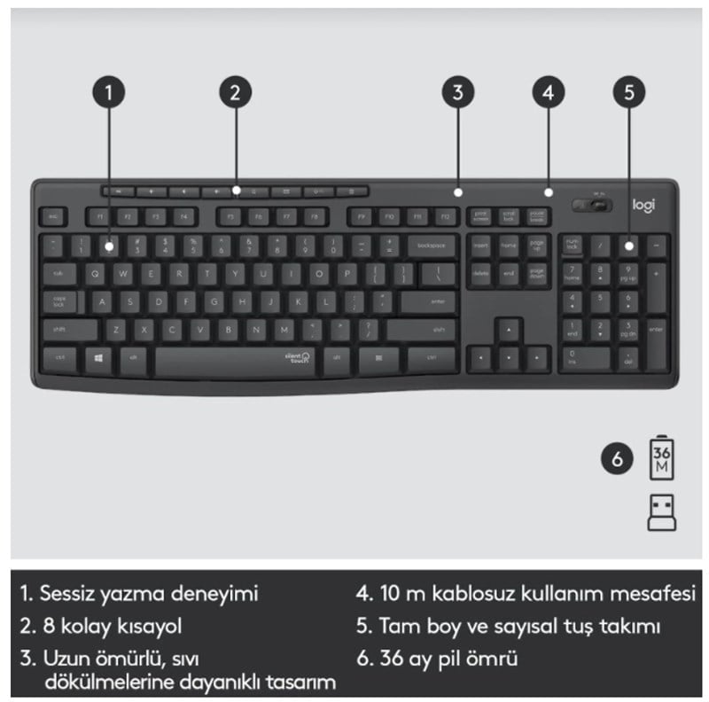 Logitech Klavye MK295 Kablosuz Mouse Set