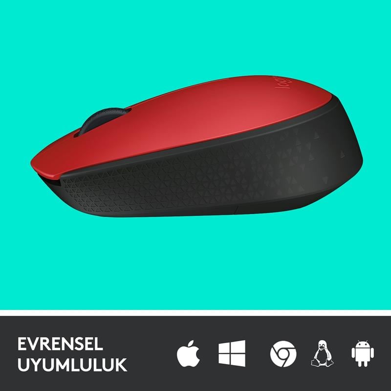 Logitech Mouse M171 Siyah-Mavi-Kırmızı Kablosuz