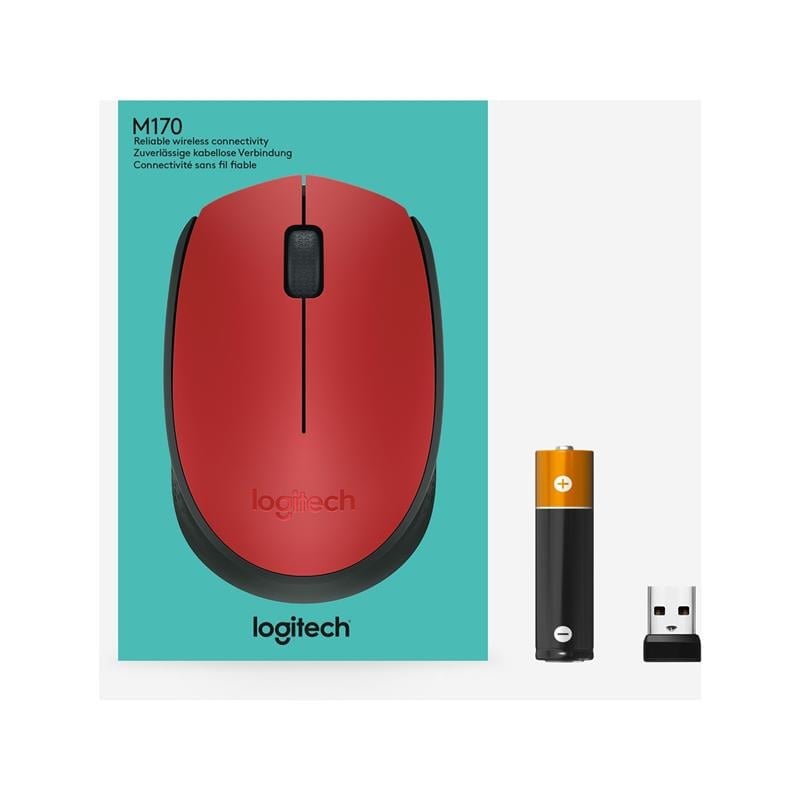 Logitech Mouse M171 Siyah-Mavi-Kırmızı Kablosuz