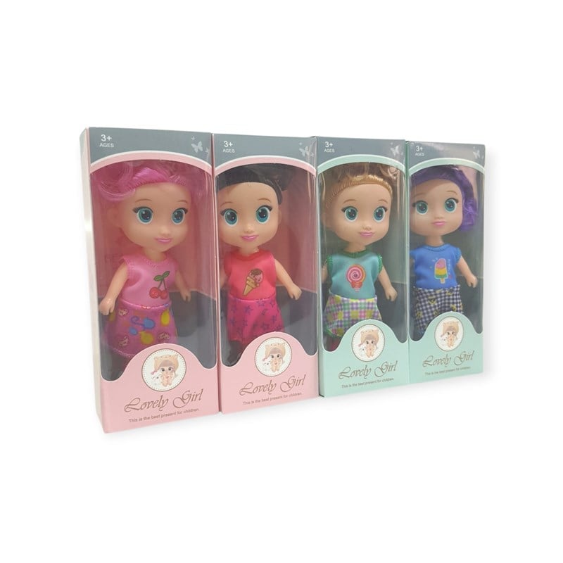 Lovely Girl Renkli Saçlı Kız Bebek 4'lü Set 