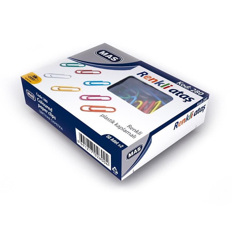 Mas Ataş Renkli PVC Kaplı 28mm 50'li Paket